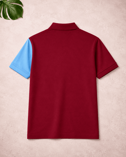 Premium Dual Tone Polo T-Shirt (Maroon & Sky Blue)