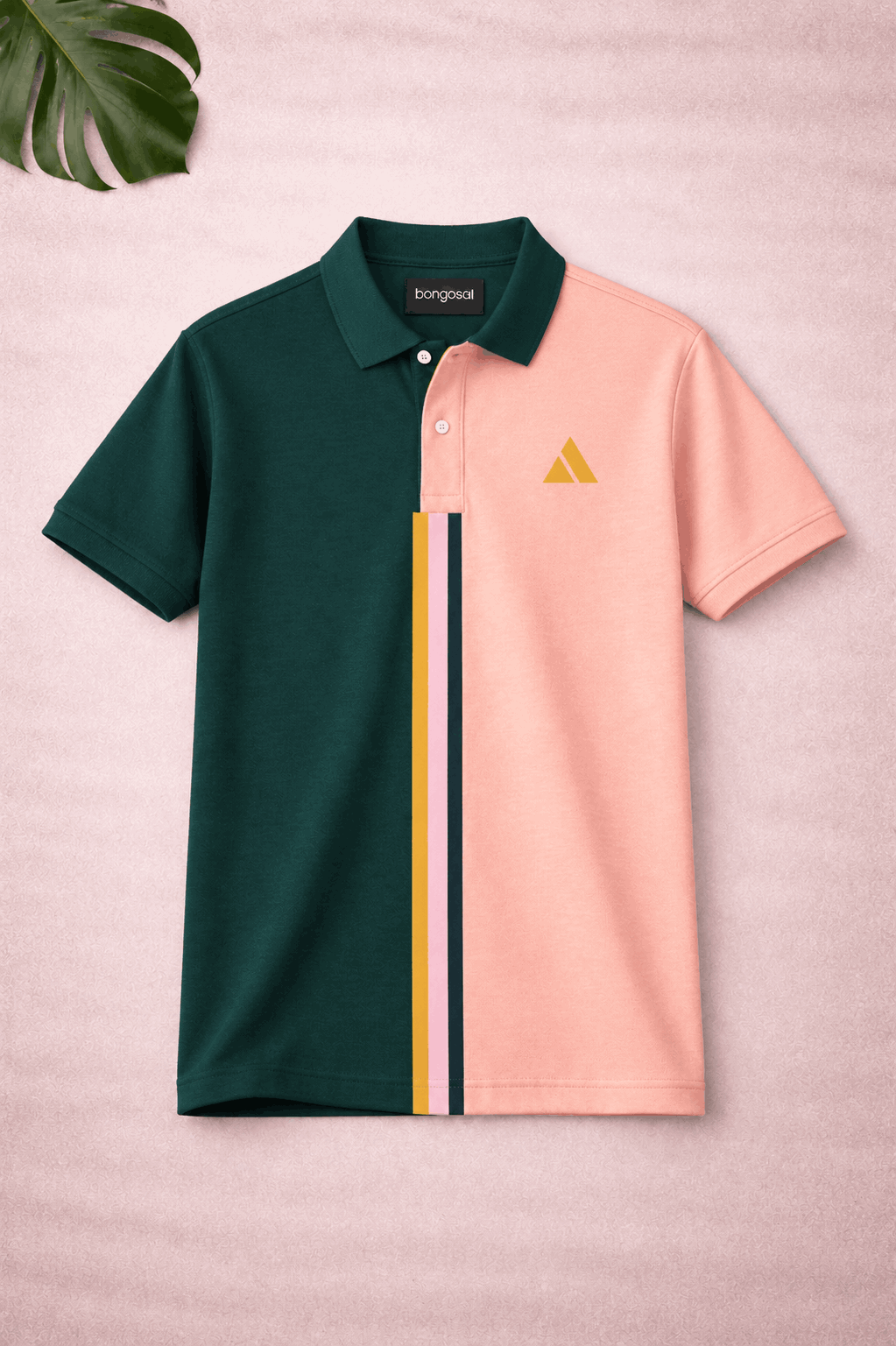 Premium Dual Tone Polo T-Shirt (Pech & Pine Green)