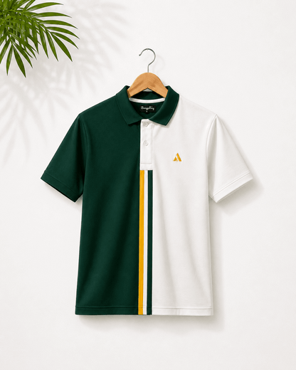 Half Pine Green with White stripe Polo T-Shirt