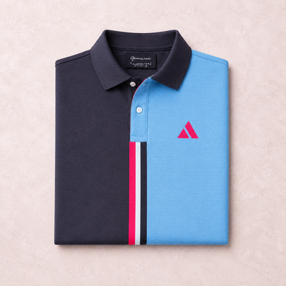 Premium Dual Tone Polo T-Shirt (Dark Mélange & Sky Blue)