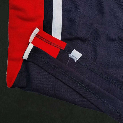 Navy & Red Polo T-Shirt with White Vertical Stripe