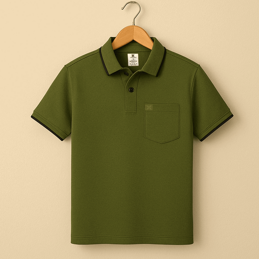 Olive Green Polo T-Shirt with Pocket