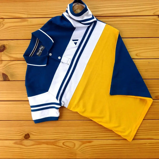 New Royal Blue white and yellow Polo T-Shirt