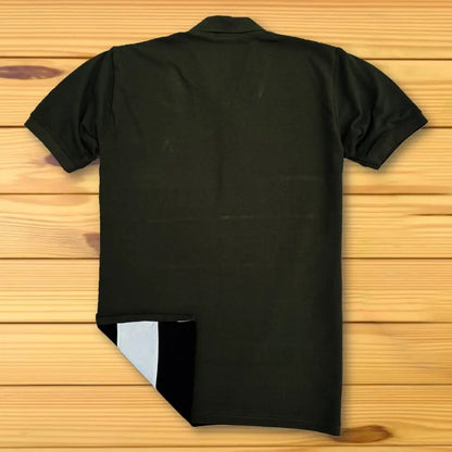 Olive Green Polo T-Shirt White & Black Design
