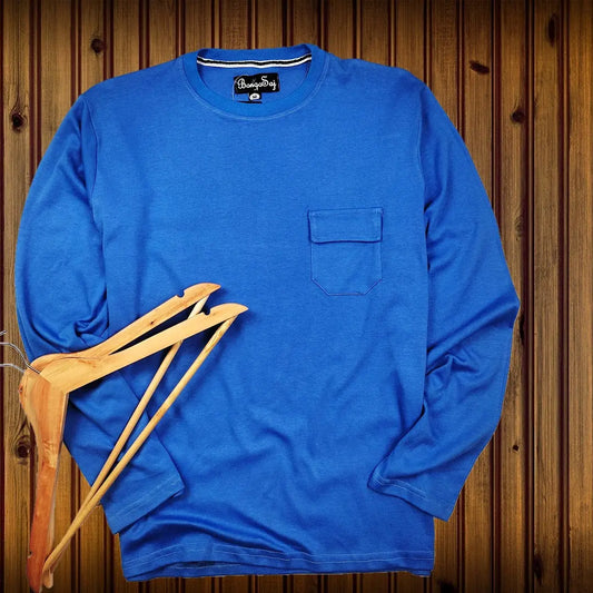 Plain Blue full Sleeve T-Shirt with Pocket