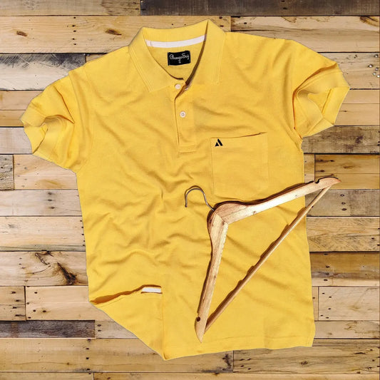 Plain Light Yellow Polo T-Shirt with Pocket