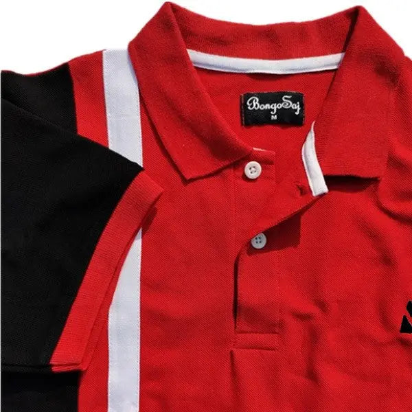 Red Black with white vertical stripe Polo T-Shirt