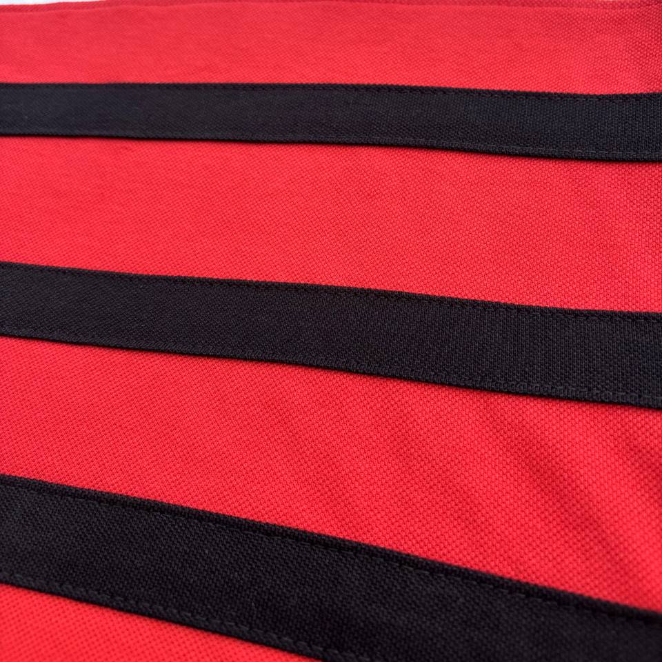 Red Collar Polo T-Shirt Black with White 3 Stripes