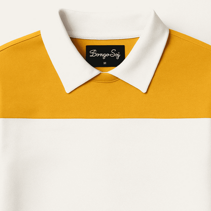 Men’s Mustard White Color-Block Lycra Full-Sleeve T-Shirt