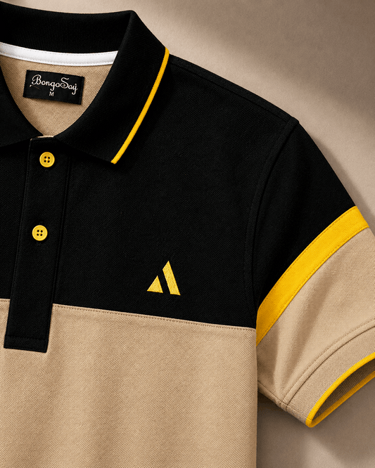 Black and Ginger Colour Polo T-shirt