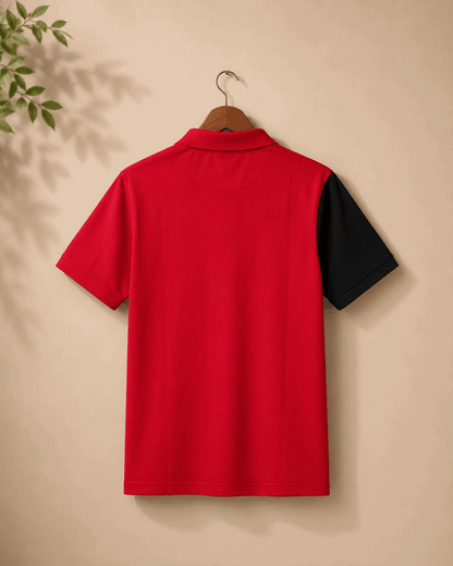 Red Black with white vertical stripe Polo T-Shirt