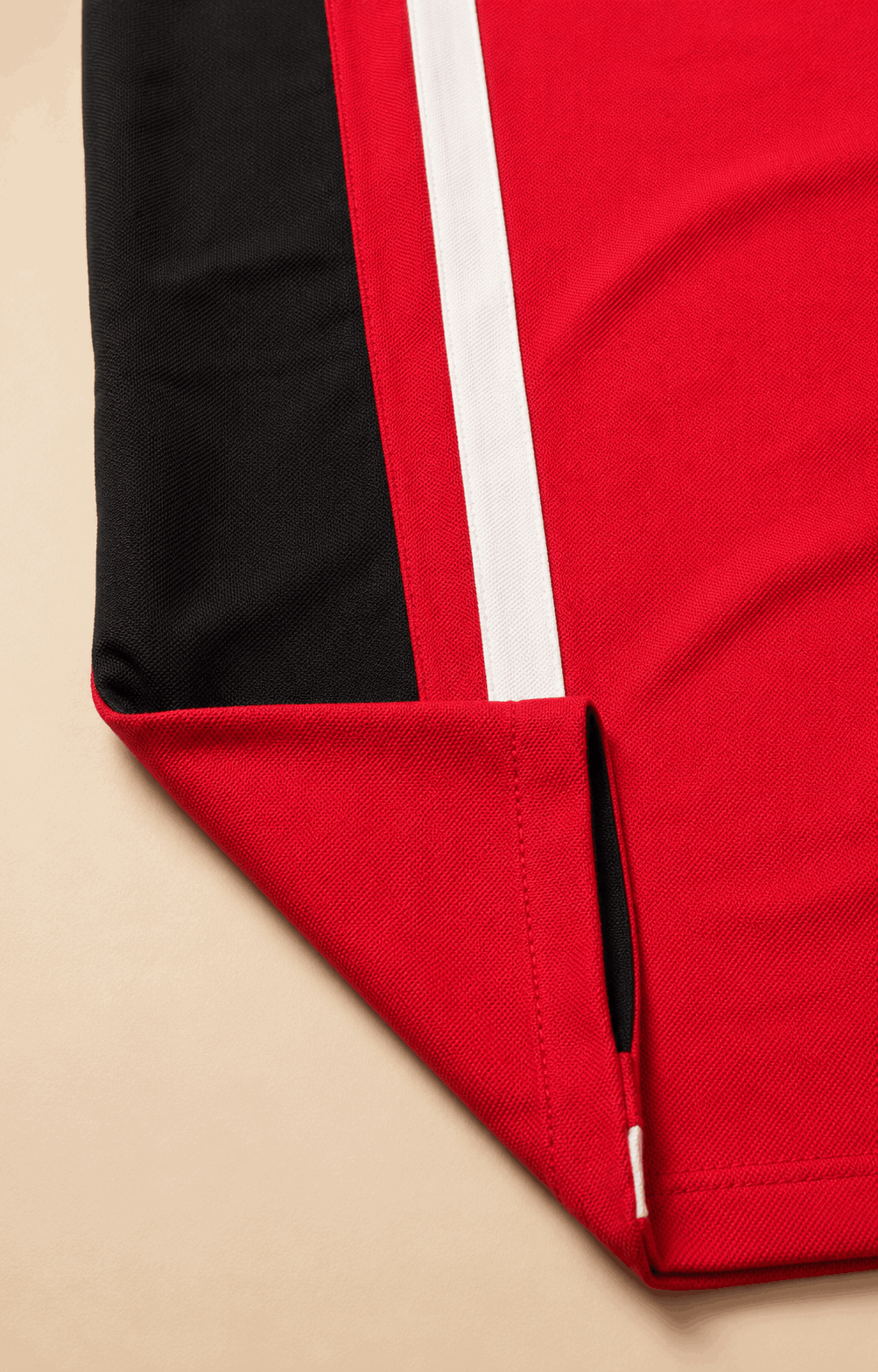 Red Black with white vertical stripe Polo T-Shirt