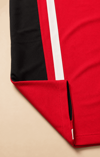 Red Black with white vertical stripe Polo T-Shirt