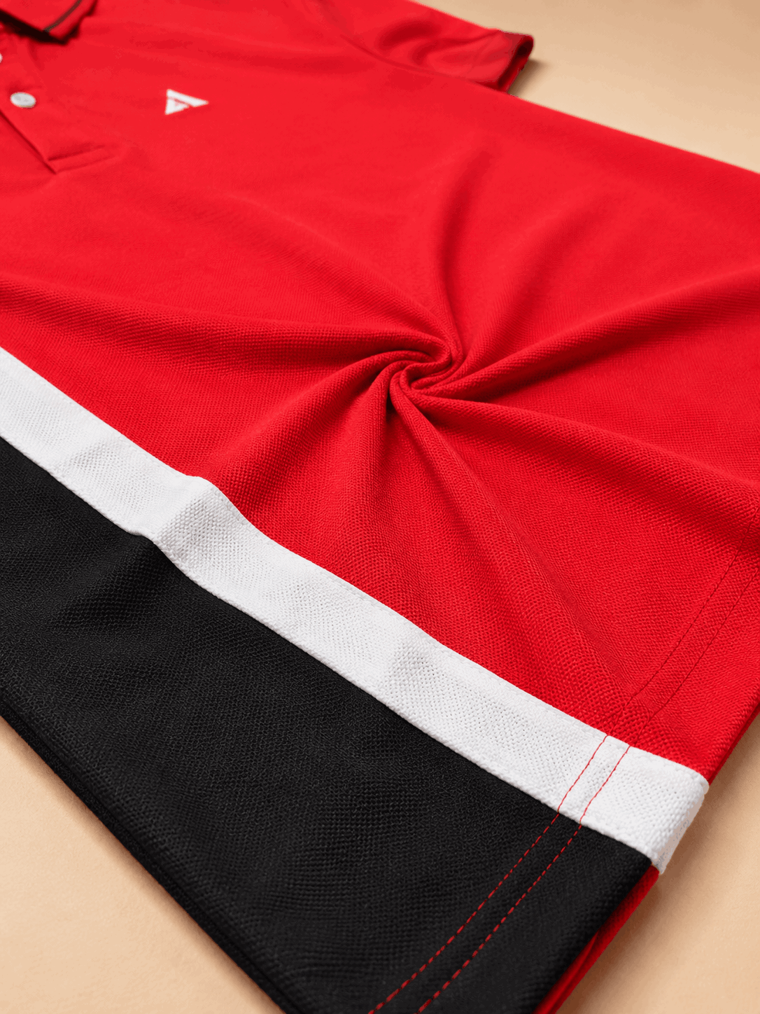 Red Black with white vertical stripe Polo T-Shirt