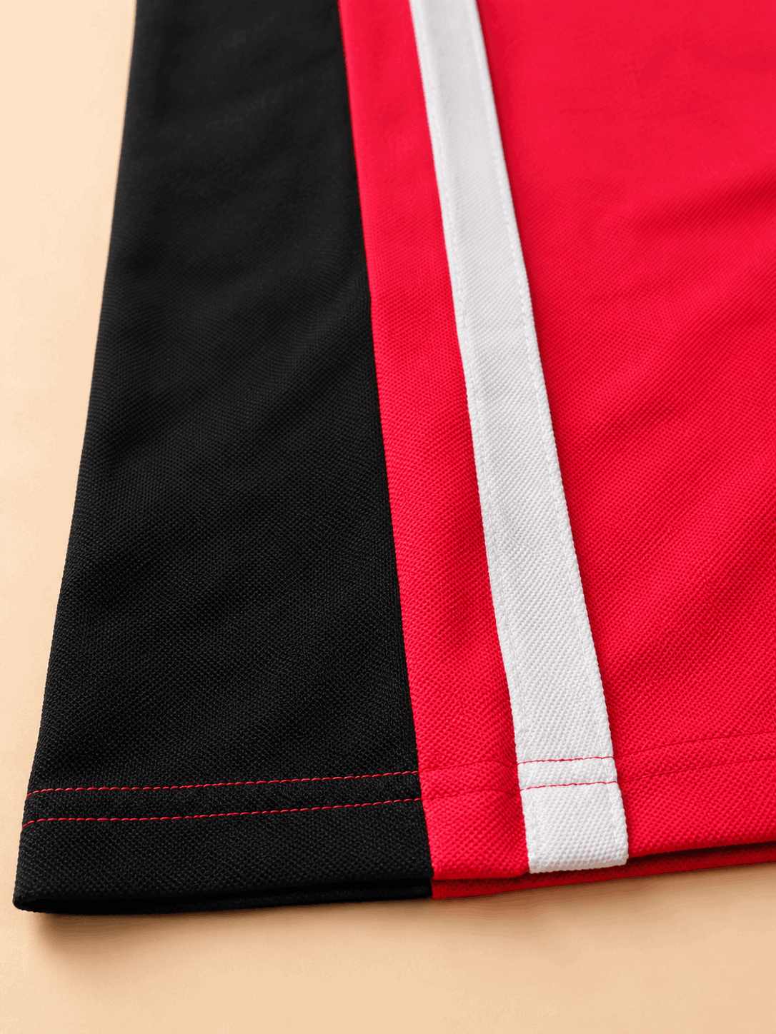 Red Black with white vertical stripe Polo T-Shirt
