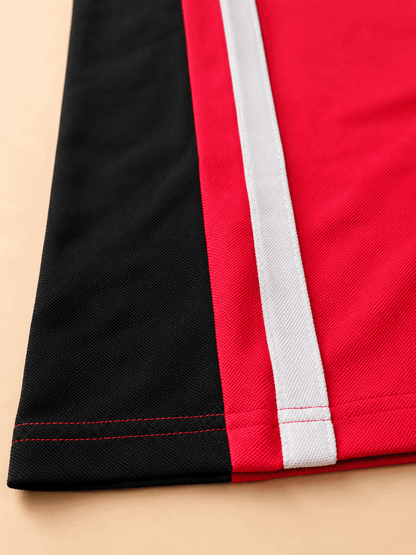 Red Black with white vertical stripe Polo T-Shirt
