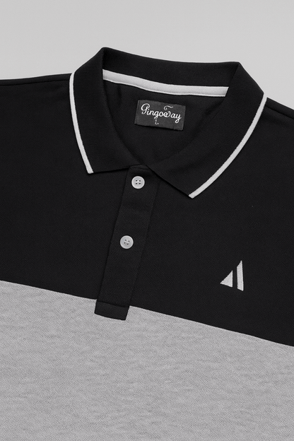 Men’s Dual-Tone Polo T-Shirt – Black & Grey Colorblock