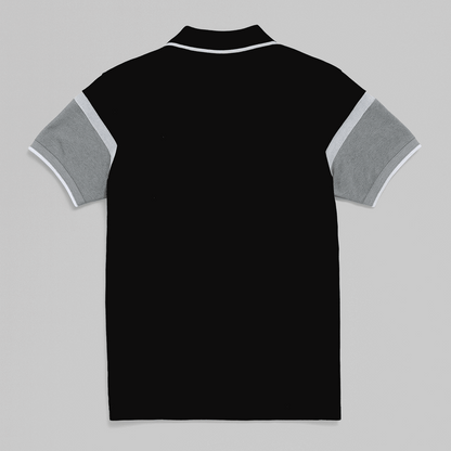 Men’s Dual-Tone Polo T-Shirt – Black & Grey Colorblock