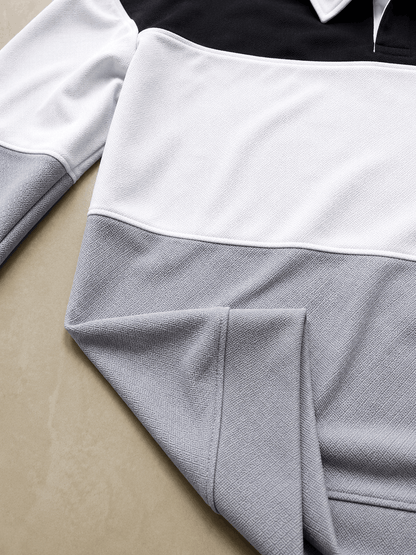 Men’s Colorblock Lycra Fabric T shirt – Steel Grey, White & Black