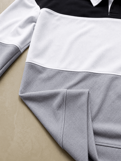 Men’s Colorblock Lycra Fabric T shirt – Steel Grey, White & Black