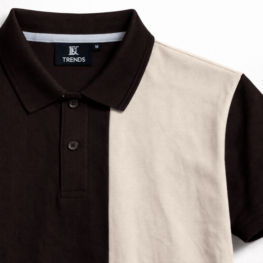Half Coffee Brown with Beige Polo T-Shirt