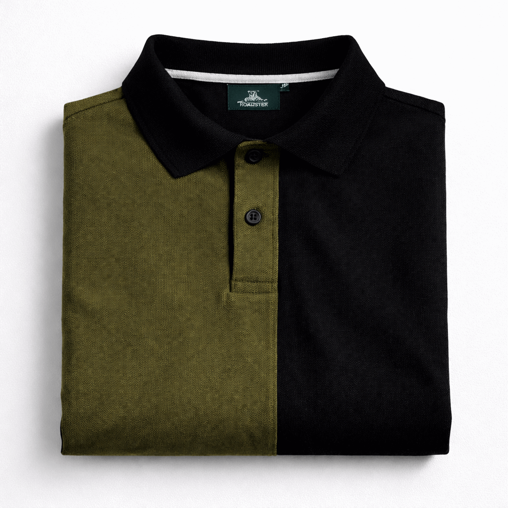 Half Olive Green with Black Polo T-Shirt