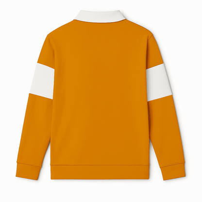 Men’s Mustard White Color-Block Lycra Full-Sleeve T-Shirt