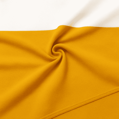 Men’s Mustard White Color-Block Lycra Full-Sleeve T-Shirt