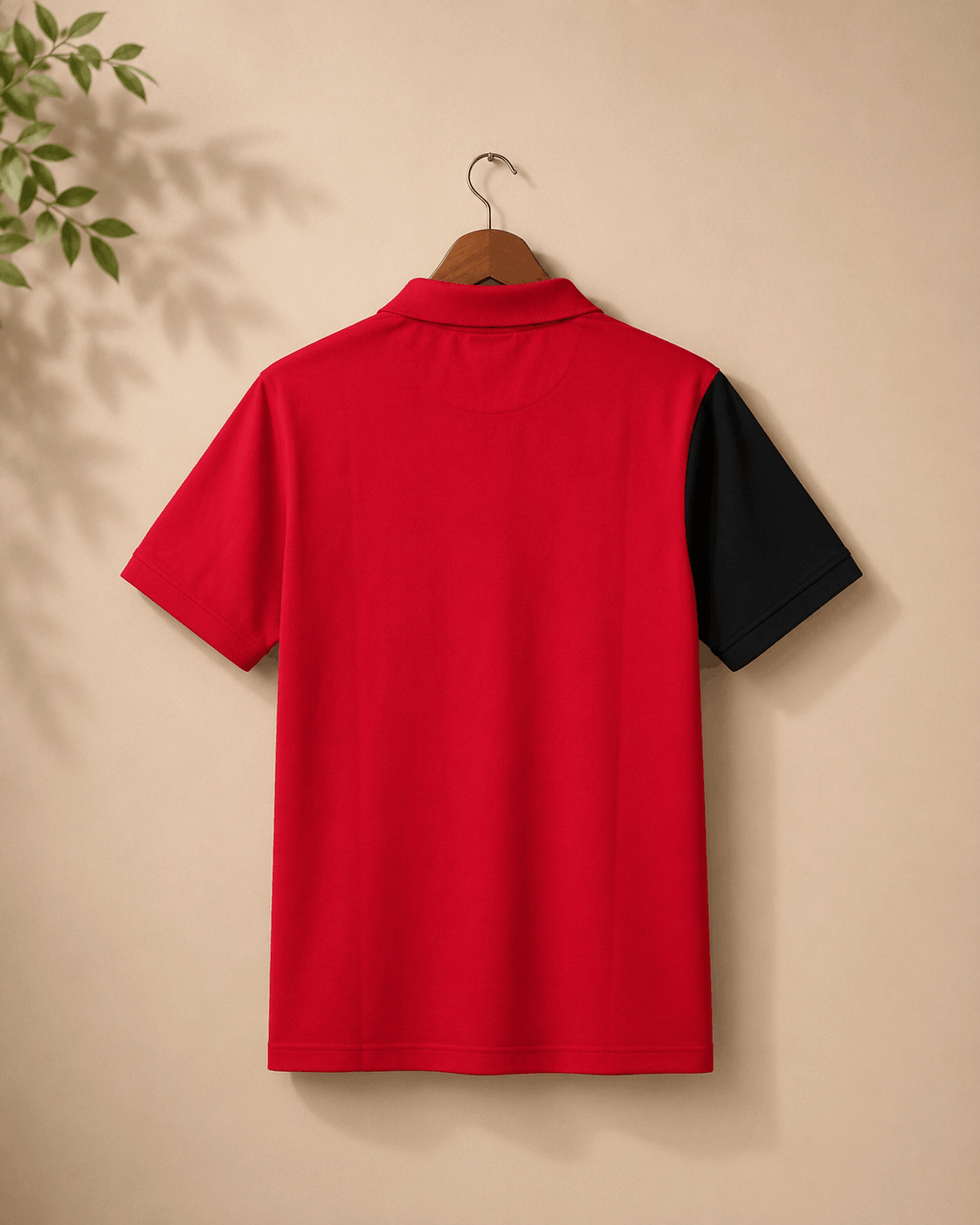 Red Black with white vertical stripe Polo T-Shirt