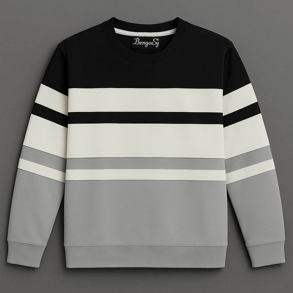 Full sleeve Lycra Black, White and Steel Grey with two stripes