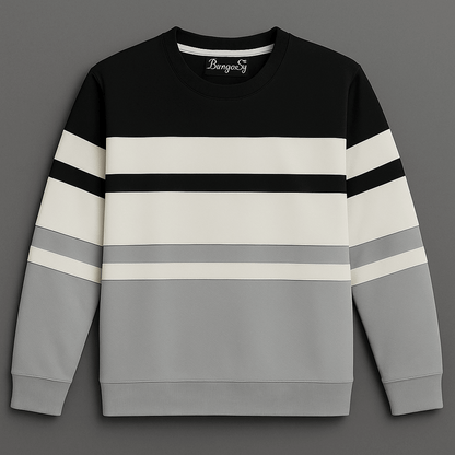Full sleeve Lycra Black, White and Steel Grey with two stripes