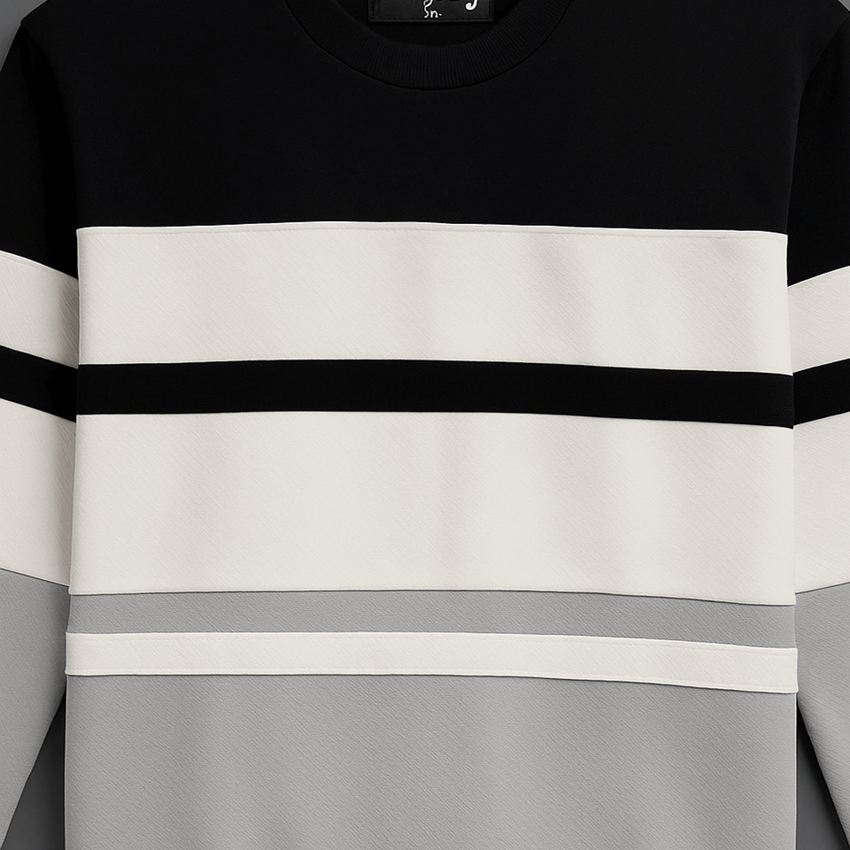 Full sleeve Lycra Black, White and Steel Grey with two stripes