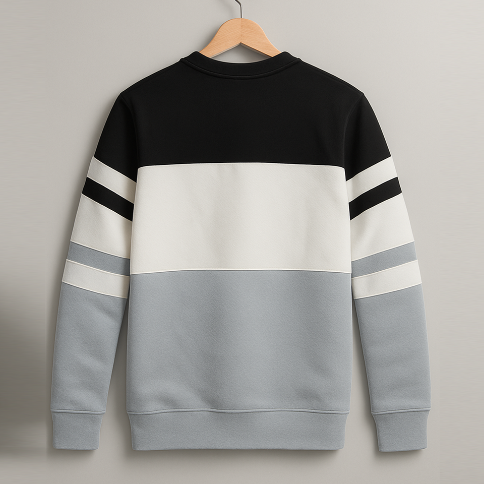 Full sleeve Lycra Black, White and Steel Grey with two stripes