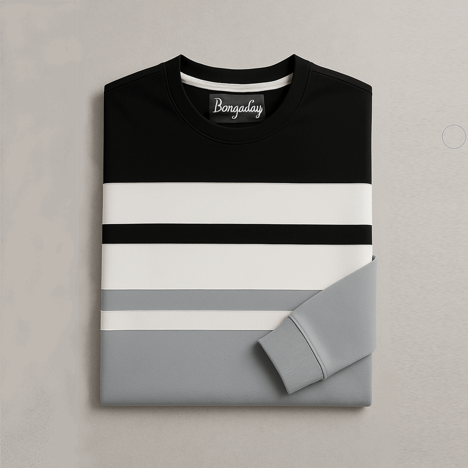 Full sleeve Lycra Black, White and Steel Grey with two stripes