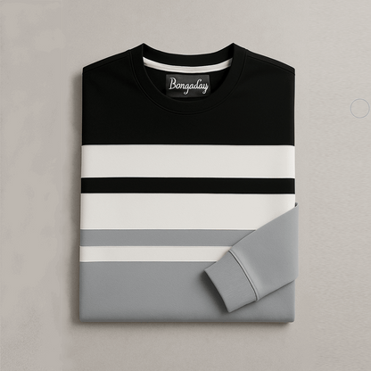 Full sleeve Lycra Black, White and Steel Grey with two stripes