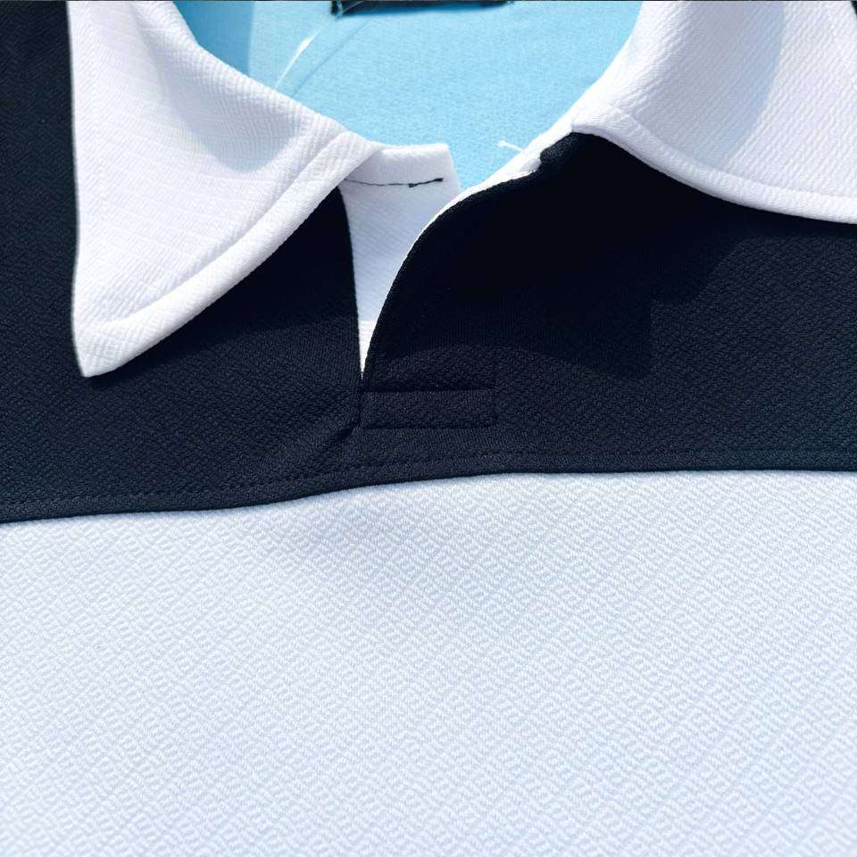 Sky Blue & White Full-Sleeve Collar T-Shirt