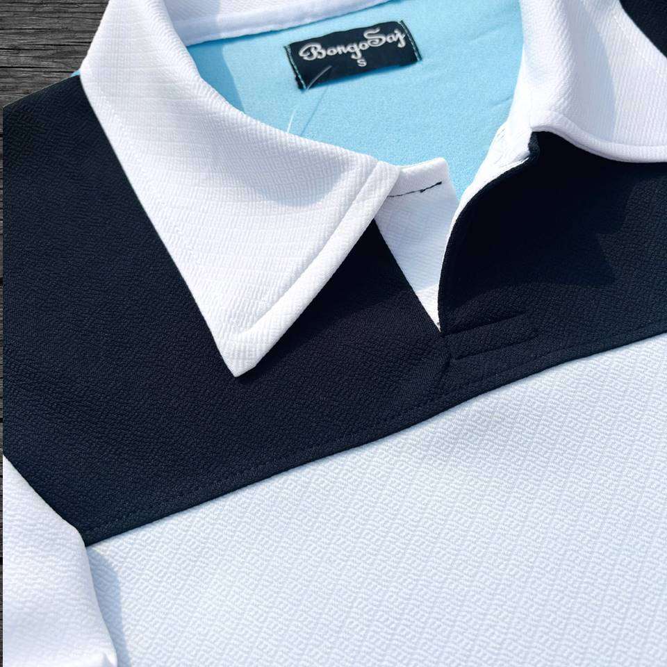 Sky Blue & White Full-Sleeve Collar T-Shirt