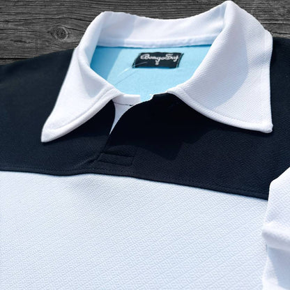 Sky Blue & White Full-Sleeve Collar T-Shirt