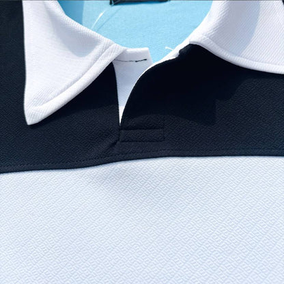 Sky Blue & White Full-Sleeve Collar T-Shirt