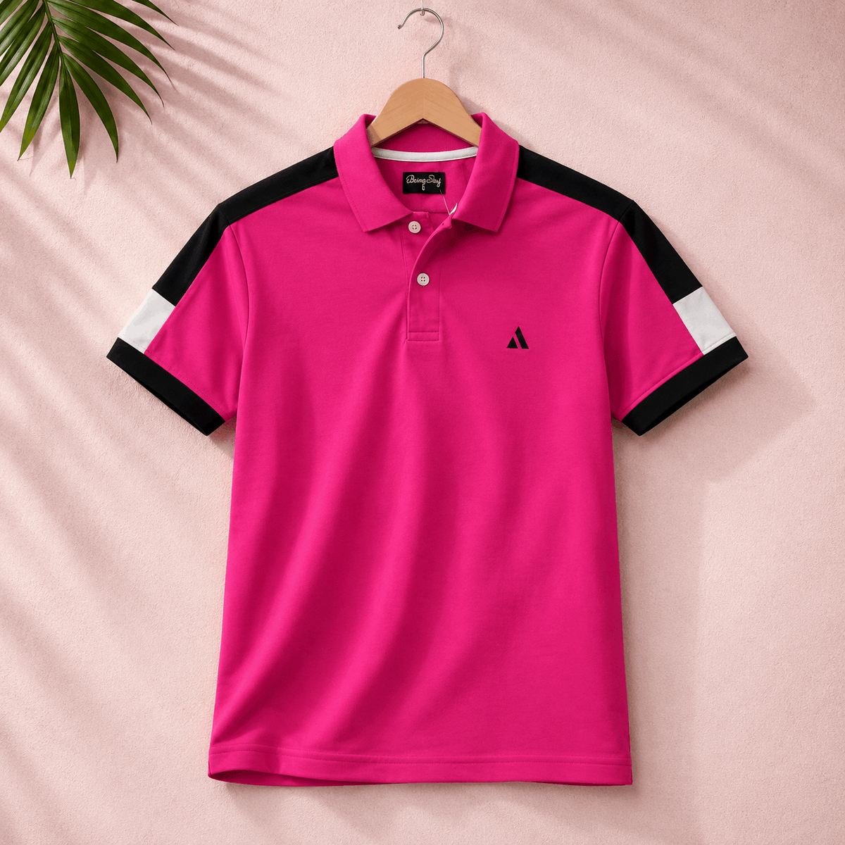 Premium Polo T-Shirt – Hot Pink Edition Shoulder cut