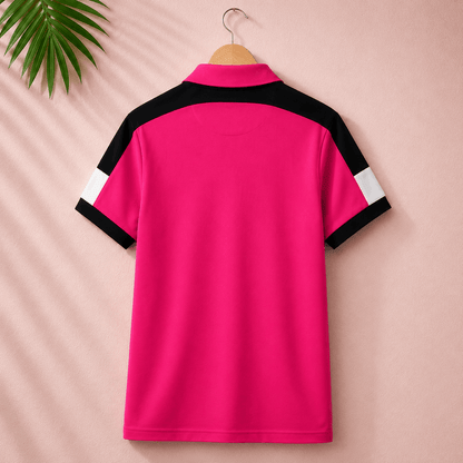 Premium Polo T-Shirt – Hot Pink Edition Shoulder cut