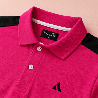 Premium Polo T-Shirt – Hot Pink Edition Shoulder cut