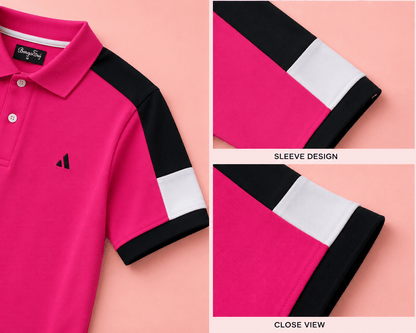 Premium Polo T-Shirt – Hot Pink Edition Shoulder cut