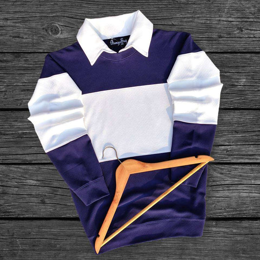 Full sleeve Collar Lycra T Shirt Navy Blue with White