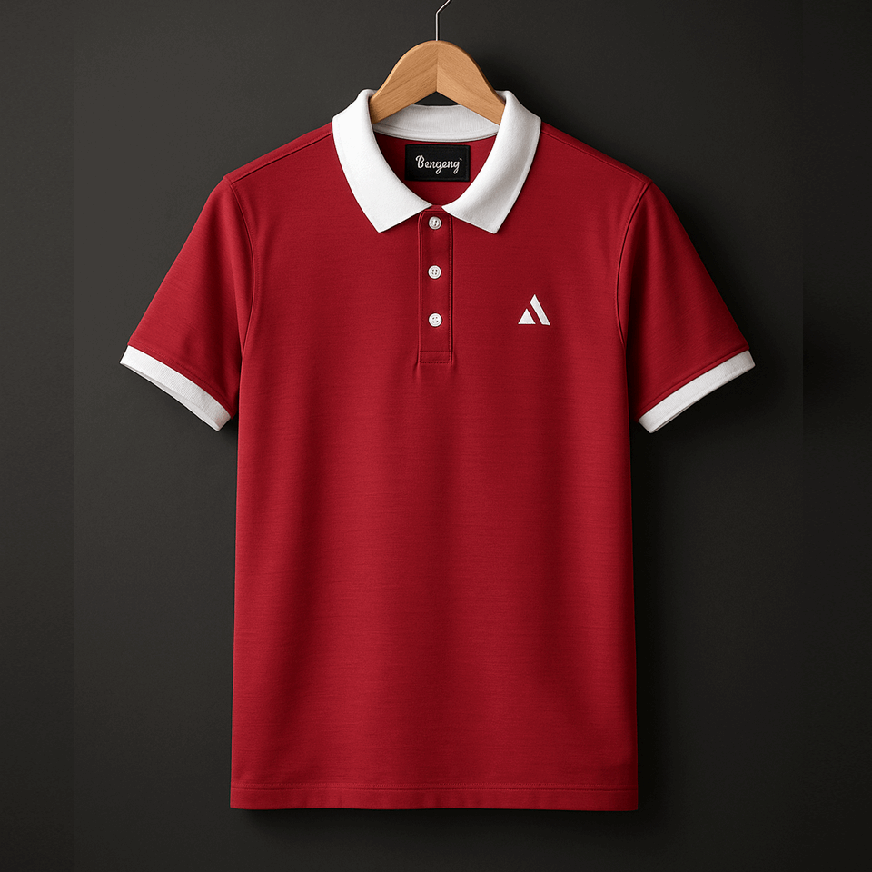 Classic Maroon Polo T-Shirt with White Collar & Cuffs Edition