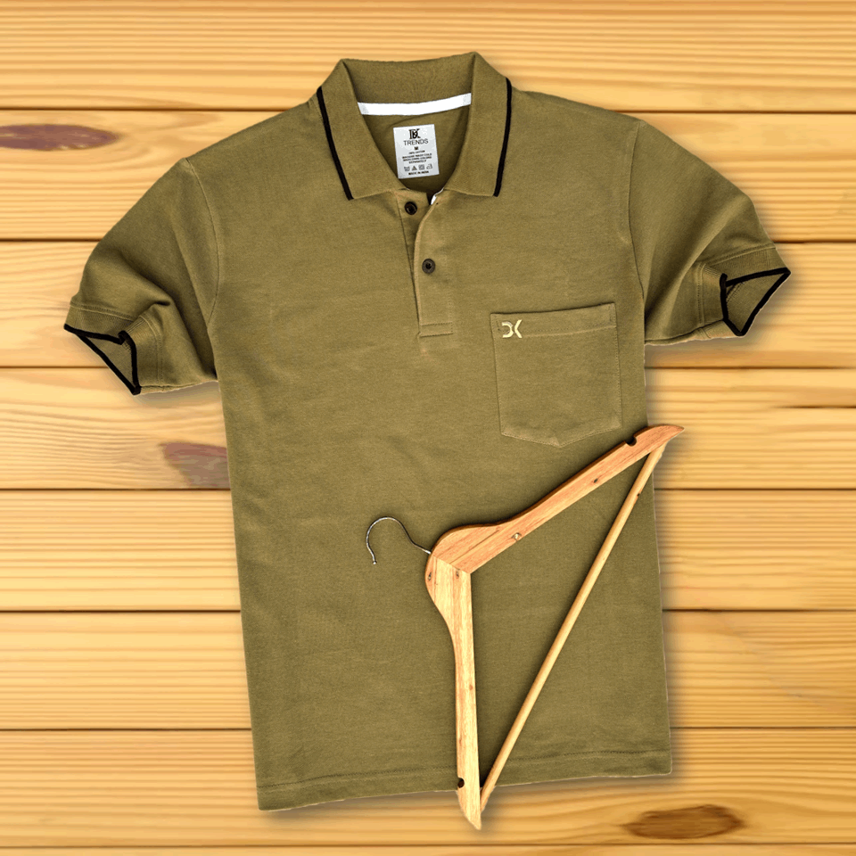 Olive Green Polo T-Shirt with Pocket