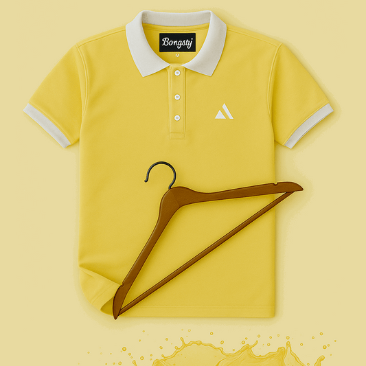 Classic Yellow Polo with White Collar & Cuffs