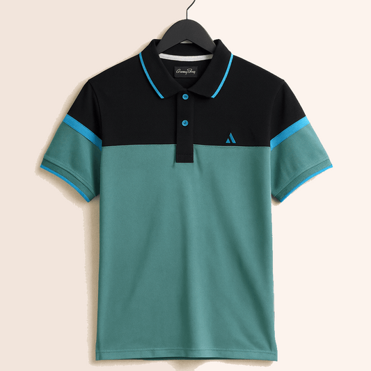 Black and Sea Green  Polo T-shirt