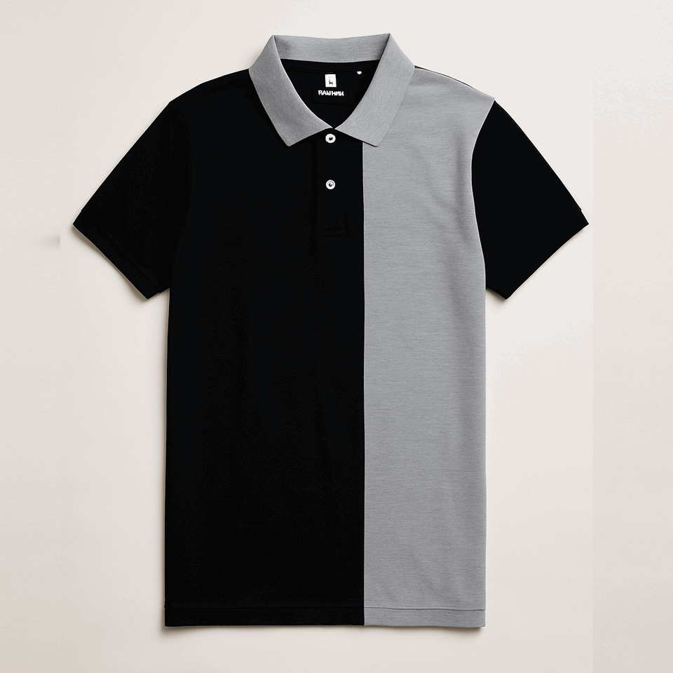 Half Black with Grey Polo T-Shirt