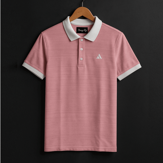 Classic Rose pink Polo T-Shirt with White Collar & Cuffs Edition